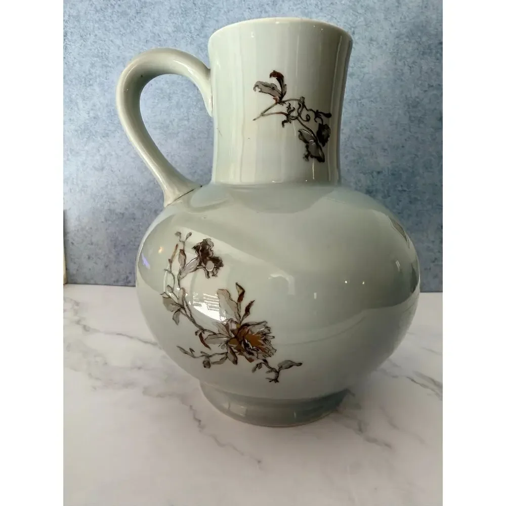 Antique Haviland Limoges Pitcher Aesthetic Movement Butterfly Floral 1880s Jug